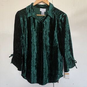 Alfred Dunner Green Button Down Shirt